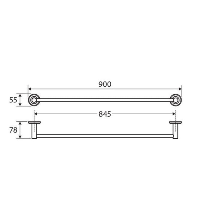 900mm Fienza Kaya Brushed Copper Stainless Steel Round Single Towel Rail