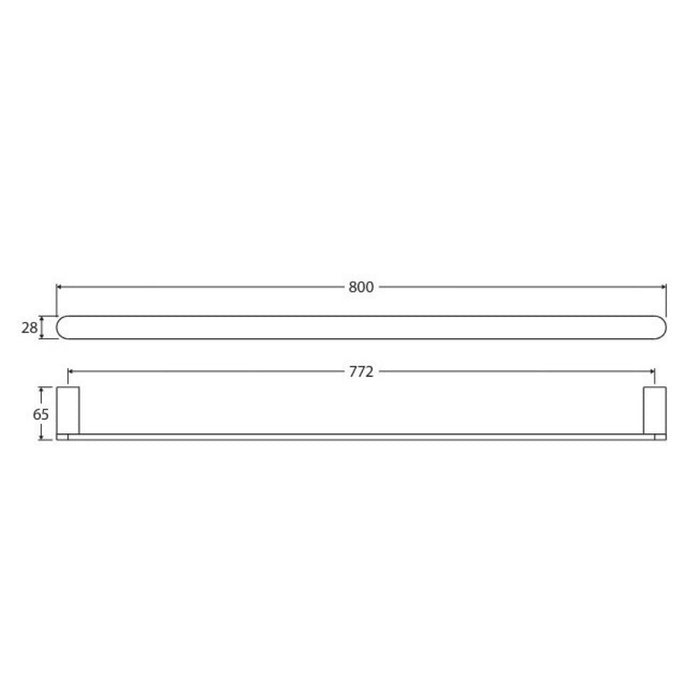 800mm Fienza Empire Brushed Copper Stainless Steel Round Slim Single Towel Rail