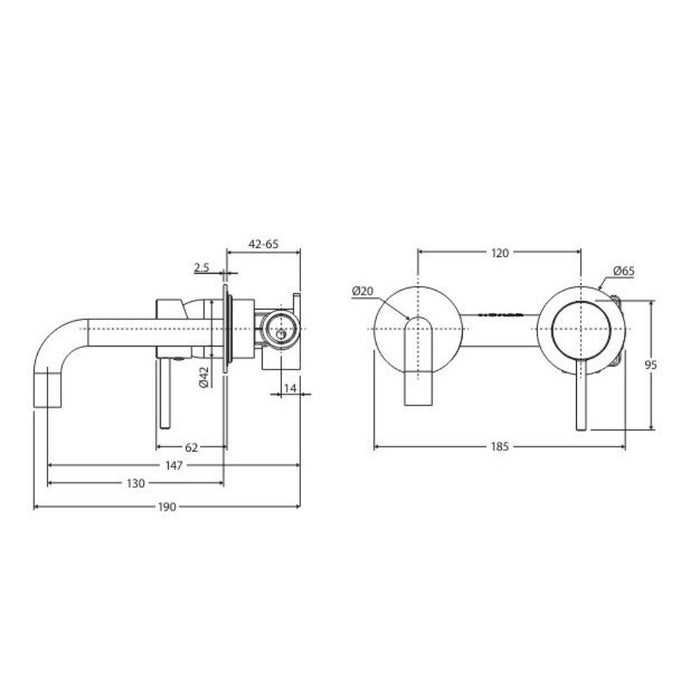 130mm Outlet Fienza Kaya Stainless Steel Round Wall Basin/Bath Mixer