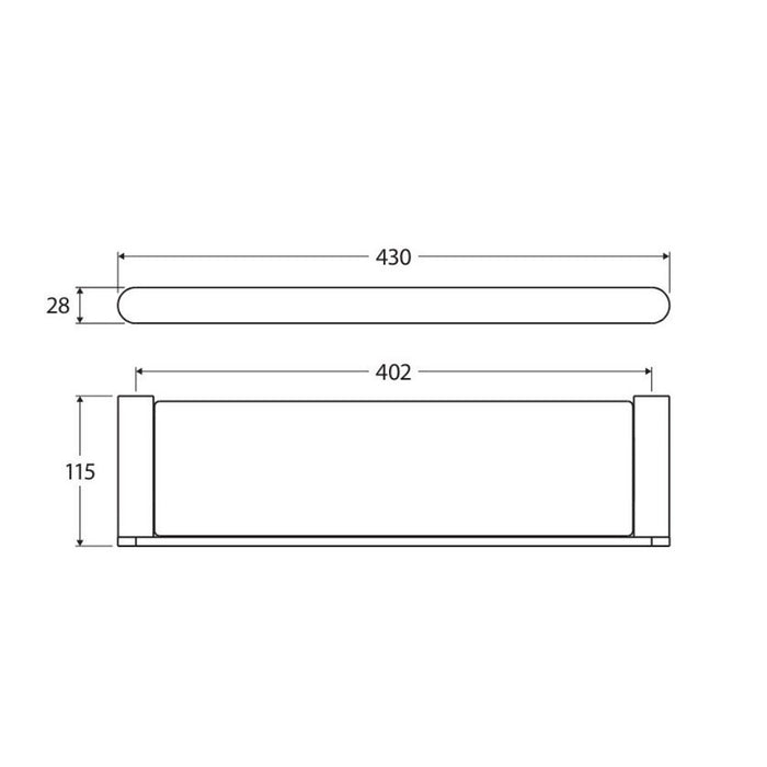 430mm Fienza Empire Brushed Copper Slim Glass Shelf