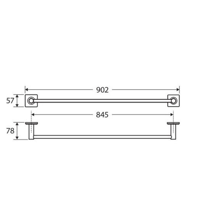 900mm Fienza Sansa Brushed Copper Stainless Steel Square Plate Single Towel Rail