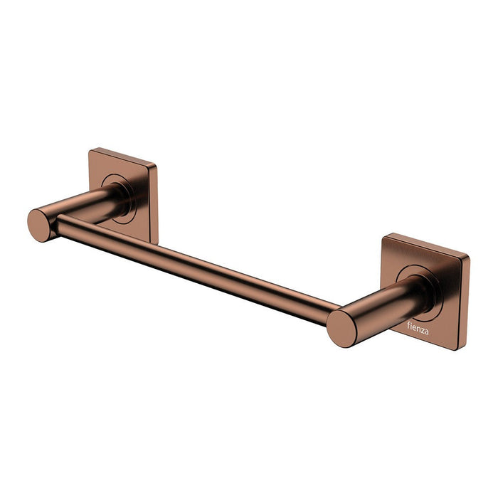 300mm Fienza Sansa Brushed Copper Stainless Steel Square Plate Single Towel Rail