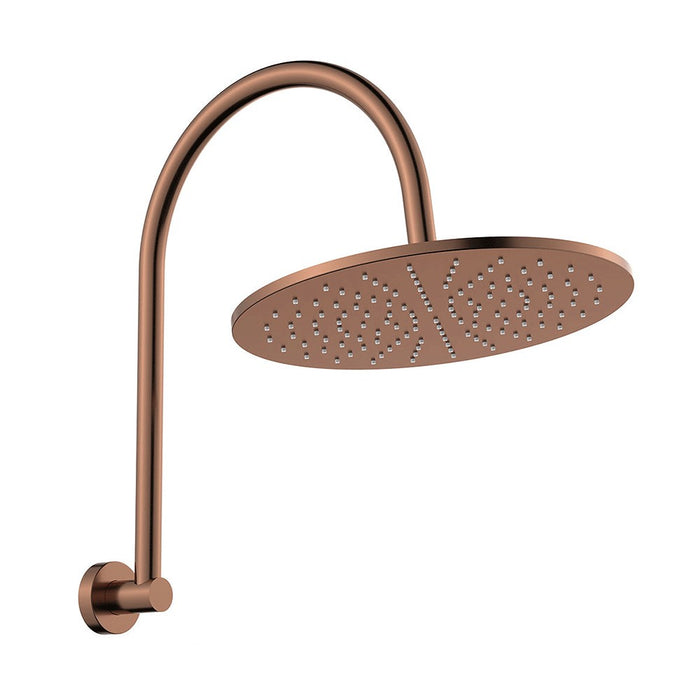 Fienza Empire Brushed Copper Stainless Steel Round Slim Curved Shower Arm Set