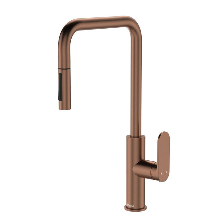 Fienza Empire Brushed Copper Stainless Steel Slim Pull-Out Sink Mixer