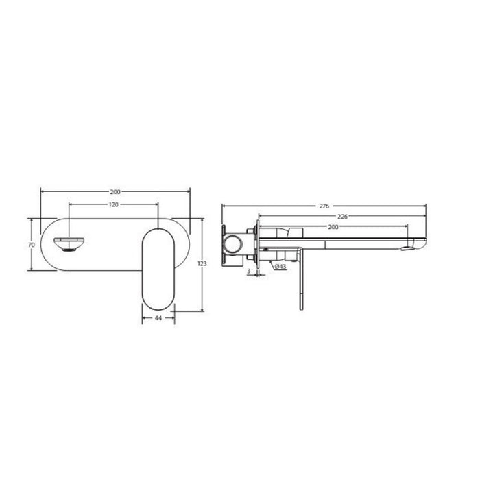 200mm Fienza Empire Brushed Copper Stainless Steel And Lead-free Brass Wall Basin/Bath Mixer