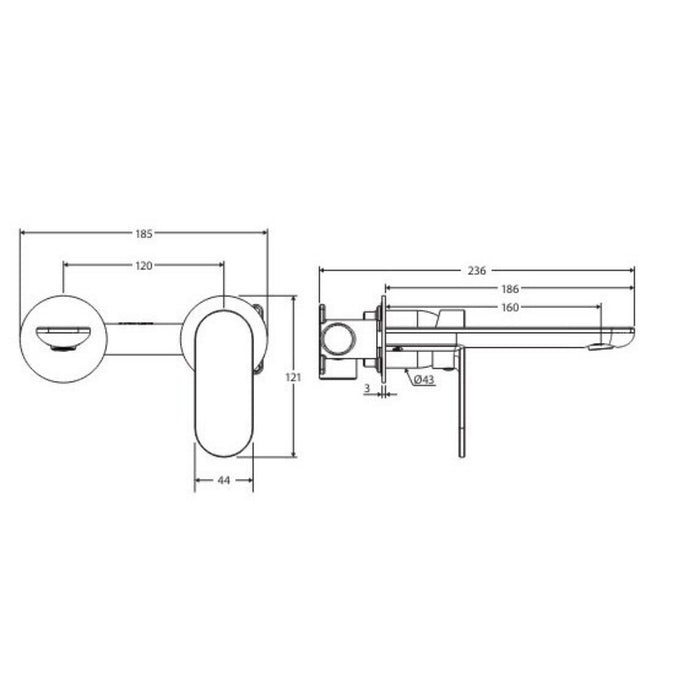 160mm Fienza Empire Brushed Copper Round Plate Slim Wall Basin/Bath Mixer