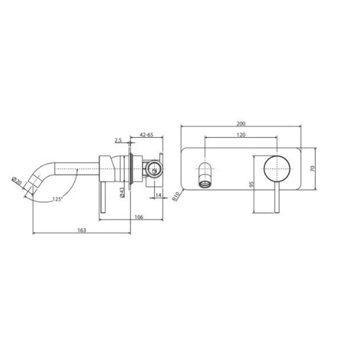 160mm Outlet Fienza Kaya Lead-Free Solid Brass Rectangle Plates Basin/Bath Wall Mixer Set