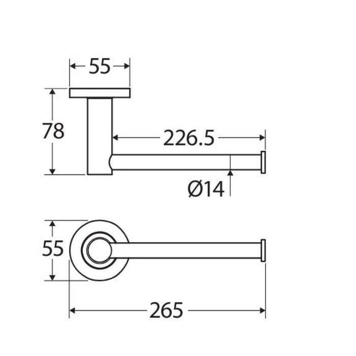 265mm Fienza Kaya Brushed Copper Stainless Steel Round Toilet Roll Holder