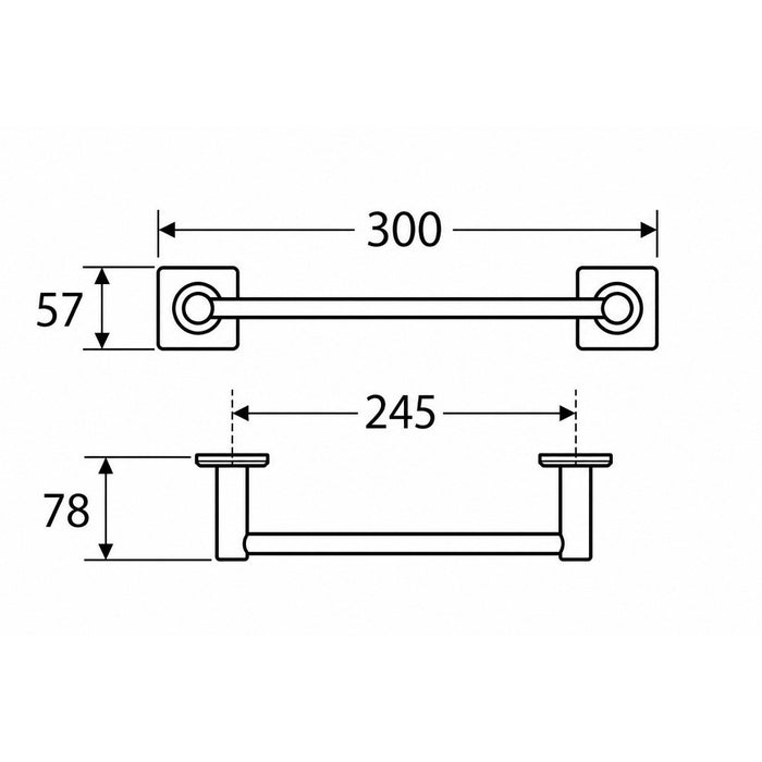 300mm Fienza Sansa Brushed Copper Stainless Steel Square Plate Single Towel Rail