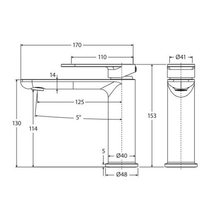 Fienza Empire Brushed Copper Lead-free Brass Slim Cold Start Basin Mixer