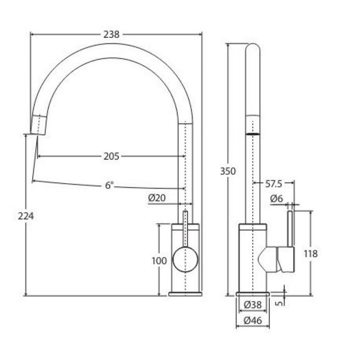 Fienza Kaya Brushed Copper Solid Brass Round Sink Mixer