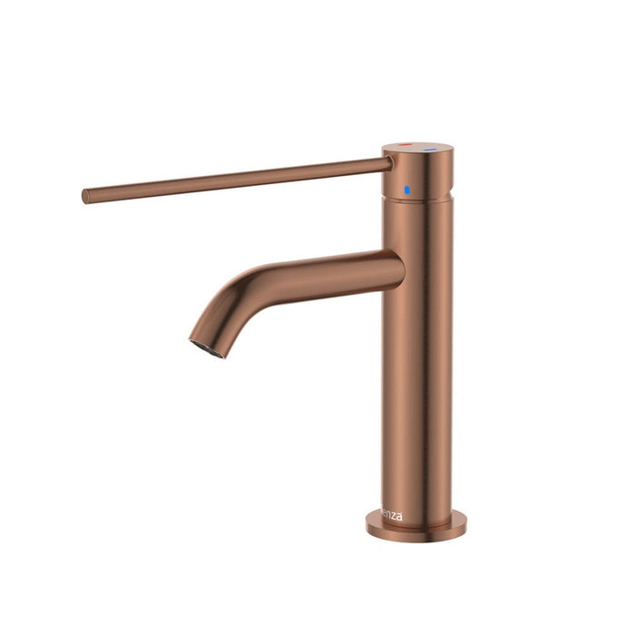 Fienza Kaya Brushed Copper Solid Brass Round Care Basin Mixer