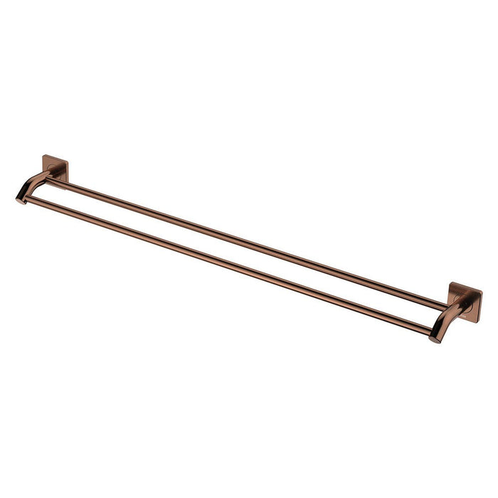 900mm Fienza Sansa Brushed Copper Stainless Steel Square Plate Double Towel Rail