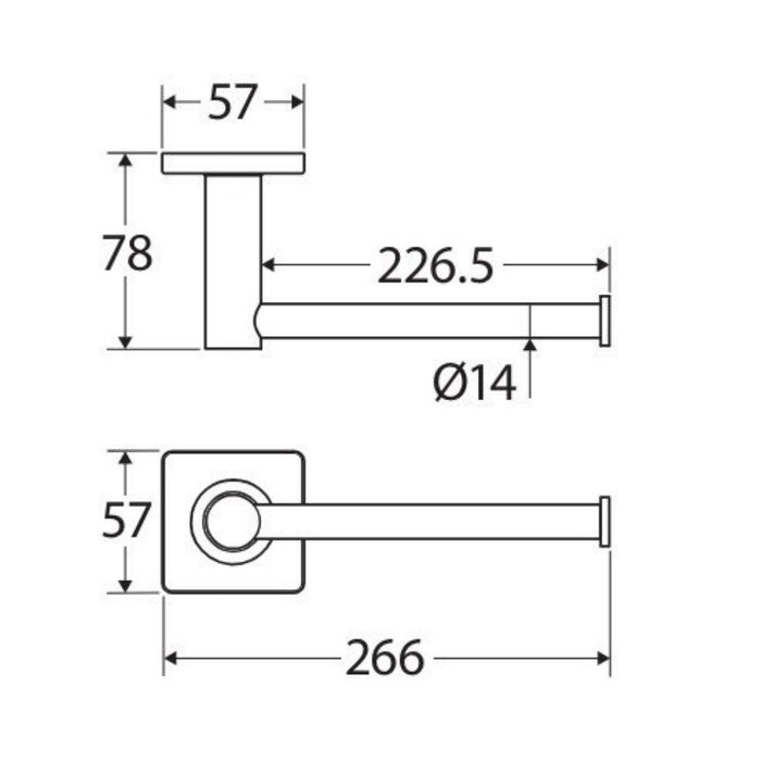 266mm Fienza Sansa Brushed Copper Stainless Steel Square Plate Toilet Roll Holder