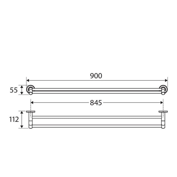 900mm Fienza Kaya Brushed Copper Stainless Steel Round Double Towel Rail