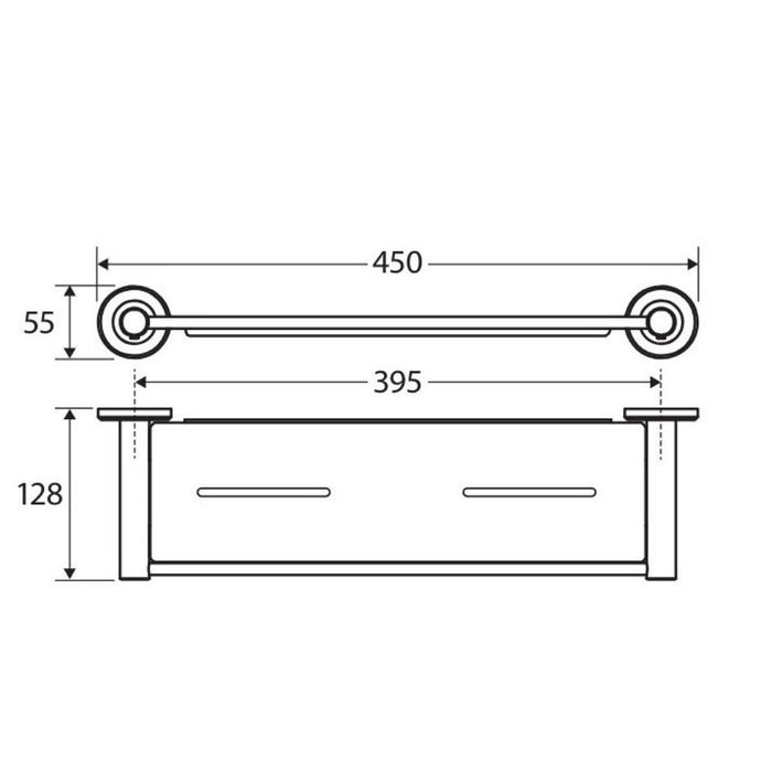 450mm Fienza Kaya Brushed Copper Stainless Steel Shower Shelf