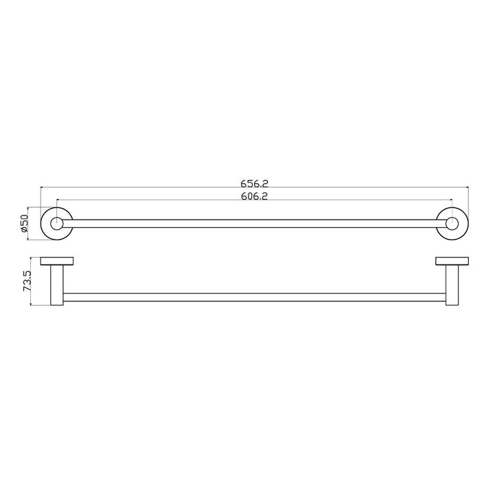 600mm ACL Otus Slimline Stainless Steel Single Round Towel Rail