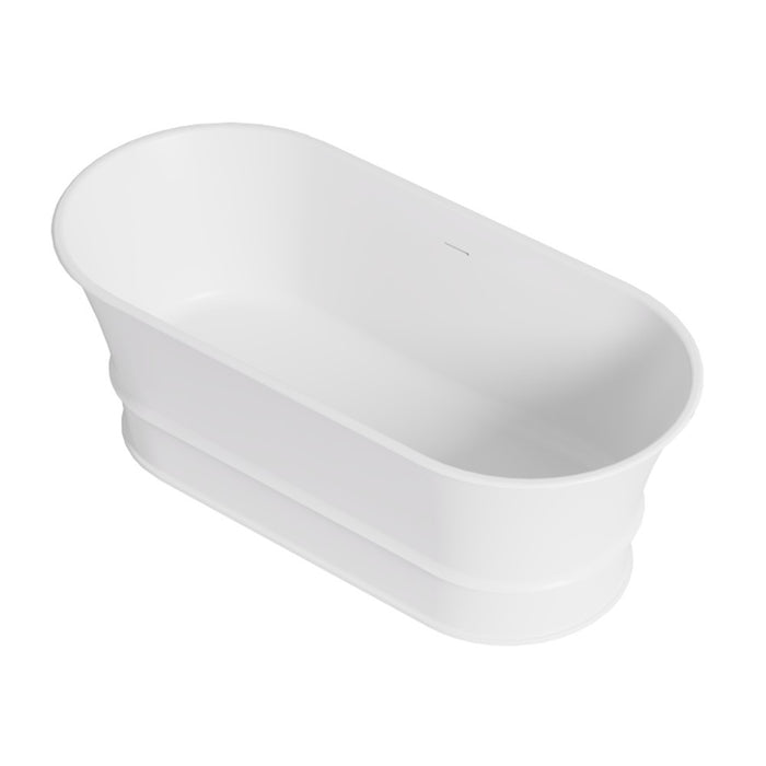 1500-1700*700/800*680mm Lukka Harold Oval Solid Surface Stone Freestanding Bathtub With Overflow