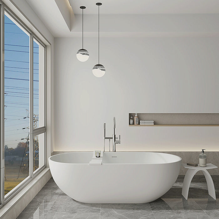 1400-1700*750/800*550mm Lukka Kirra Oval Solid Surface Stone Freestanding Bathtub With Overflow