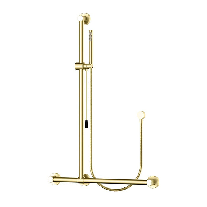 1050mm BK Care Round Stainless Steel Sliding Shower On Rail With Care Handle