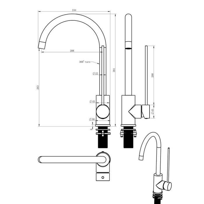 BK Care Round Lead Free Morgan Sink Mixer With Extended Pin Handle