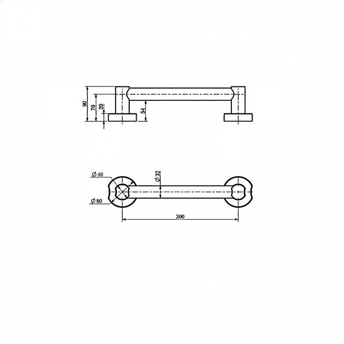 300/450/600mm BK Care Round Stainless Steel Straight Grab Rail