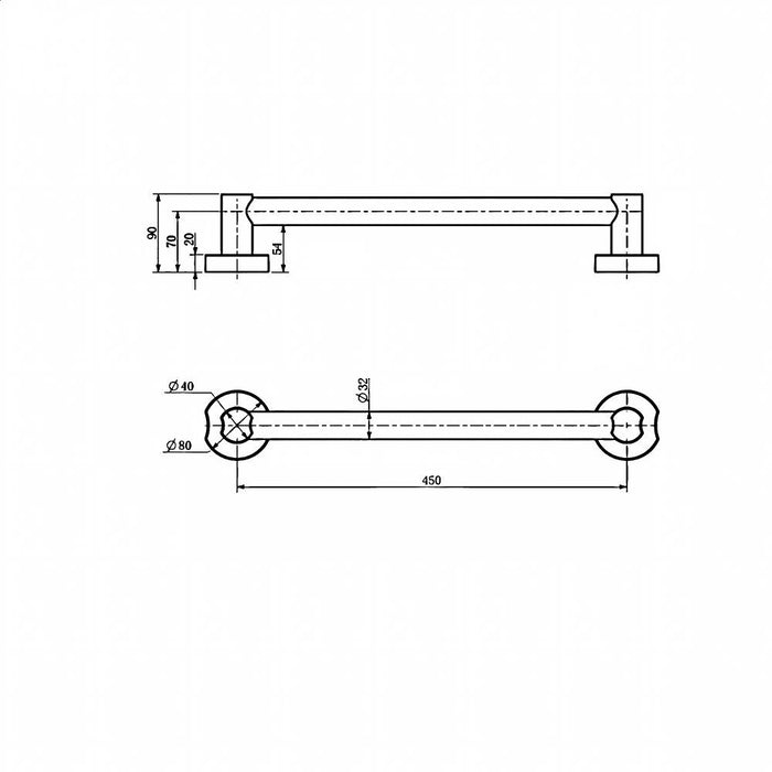 300/450/600mm BK Care Round Stainless Steel Straight Grab Rail