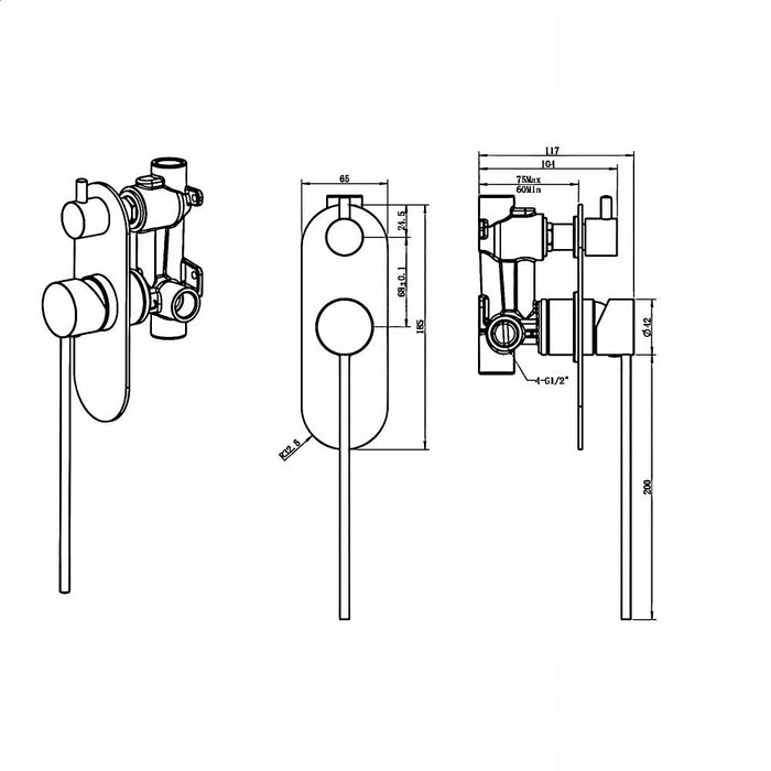 BK Care Round Lead Free Morgan Divertor Shower Mixer