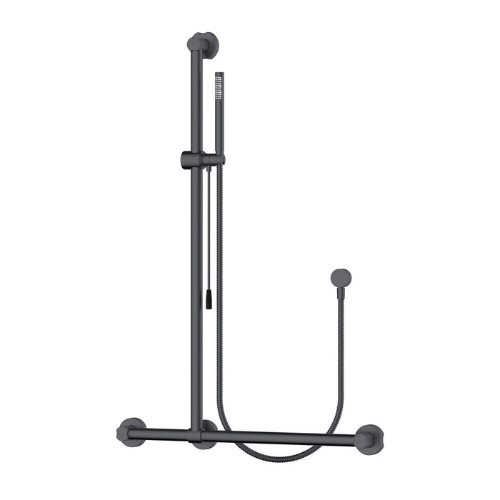 1050mm BK Care Round Stainless Steel Sliding Shower On Rail With Care Handle