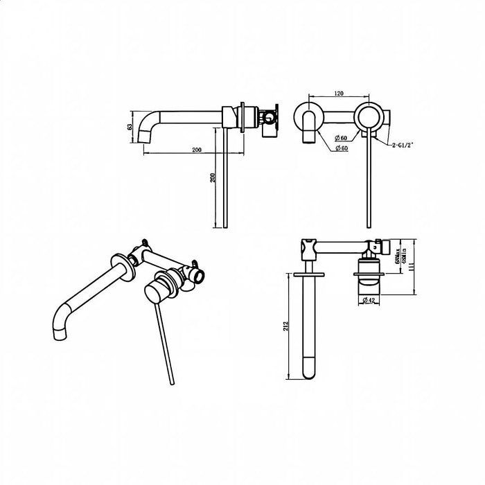 BK Care Round Lead Free Morgan Wall Basin Mixer With Spout
