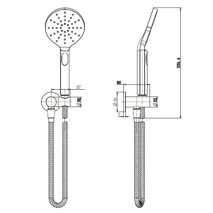 ACL Cora Brass Round Hand Shower On Wall Outlet Bracket