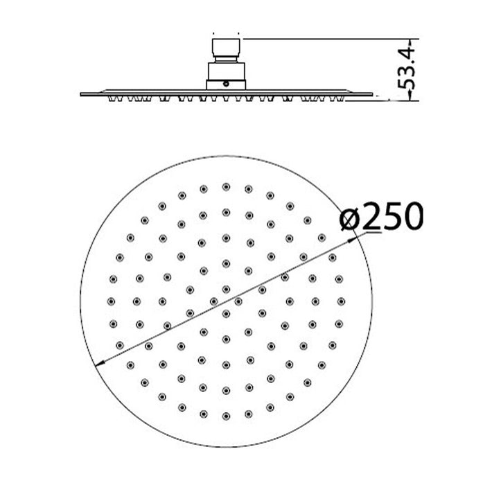 250mm ACL Dova Stainless Steel Round Shower Head