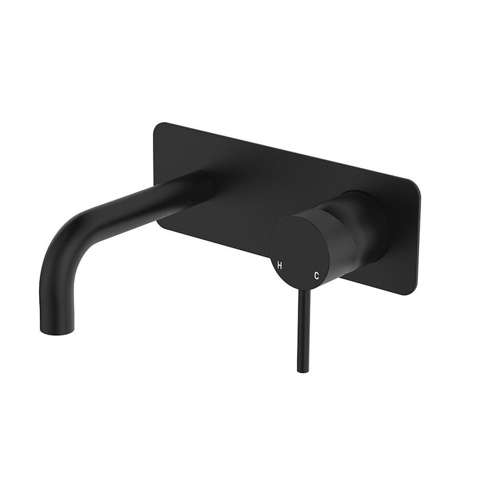 130mm Outlet Fienza Kaya Stainless Steel Rectangular Plate Wall Basin/Bath Mixer