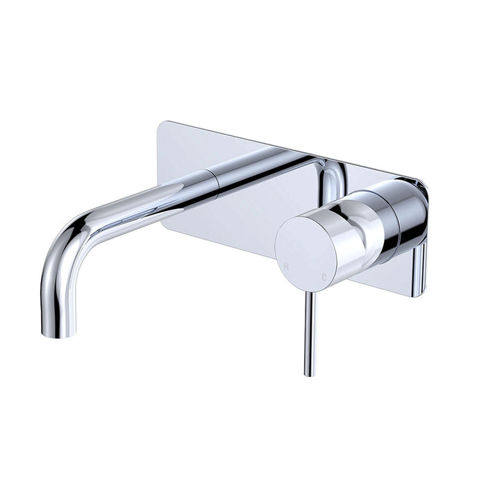 130mm Outlet Fienza Kaya Stainless Steel Rectangular Plate Wall Basin/Bath Mixer