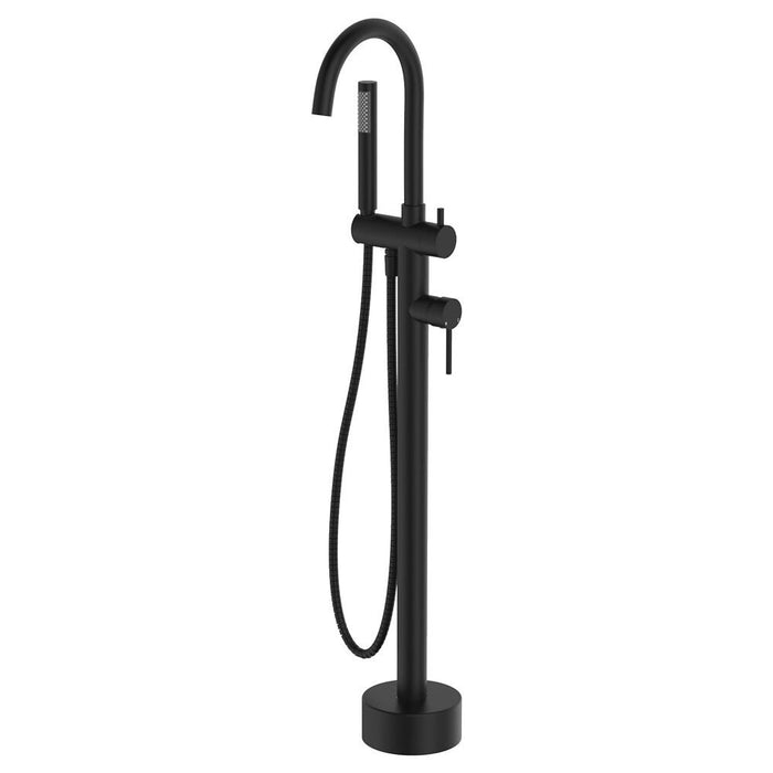 Fienza Kaya Solid Brass Round Floor Mounted Bath Mixer With Hand Shower