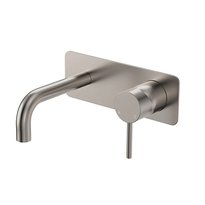 130mm Outlet Fienza Kaya Stainless Steel Rectangular Plate Wall Basin/Bath Mixer