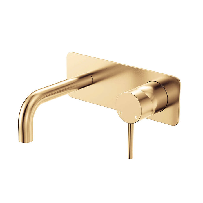 130mm Outlet Fienza Kaya Stainless Steel Rectangular Plate Wall Basin/Bath Mixer