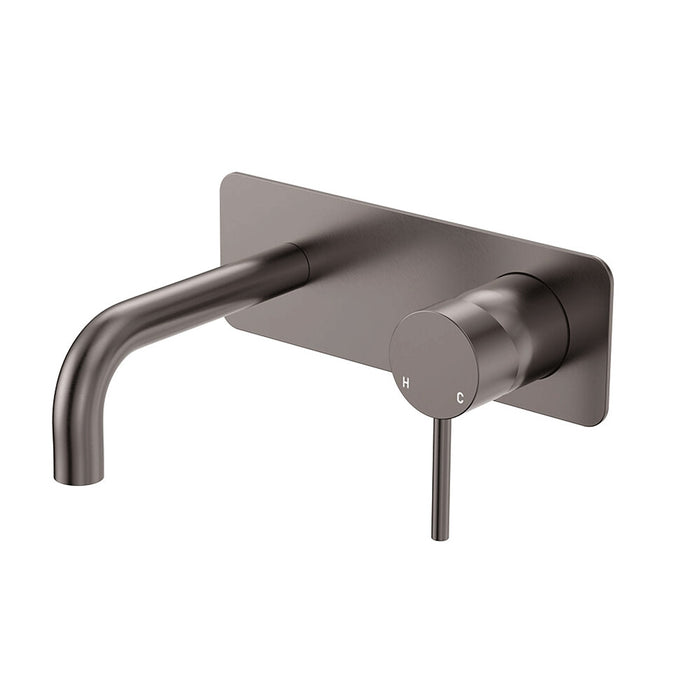 130mm Outlet Fienza Kaya Stainless Steel Rectangular Plate Wall Basin/Bath Mixer