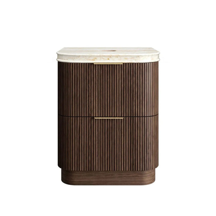 600-1800*490*830mm Otti Havana Sable Walnut Fluted Curve Freestanding Vanity