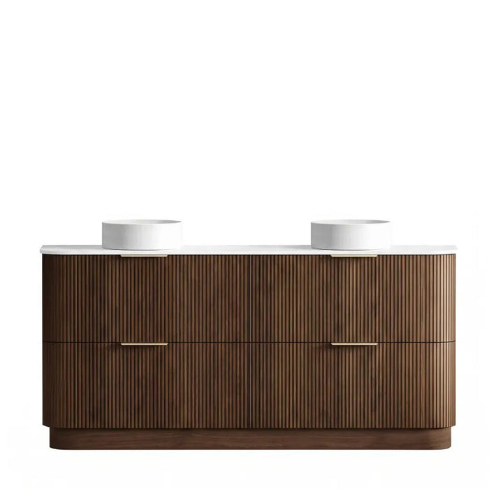 600-1800*490*830mm Otti Havana Sable Walnut Fluted Curve Freestanding Vanity