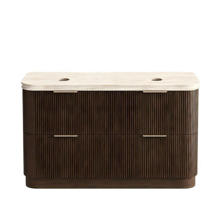 600-1800*490*830mm Otti Havana Sable Walnut Fluted Curve Freestanding Vanity