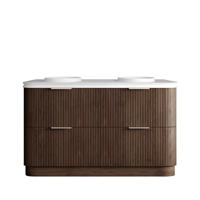 600-1800*490*830mm Otti Havana Sable Walnut Fluted Curve Freestanding Vanity