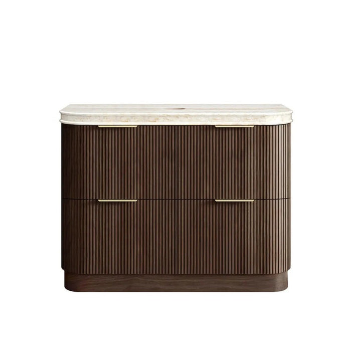 600-1800*490*830mm Otti Havana Sable Walnut Fluted Curve Freestanding Vanity