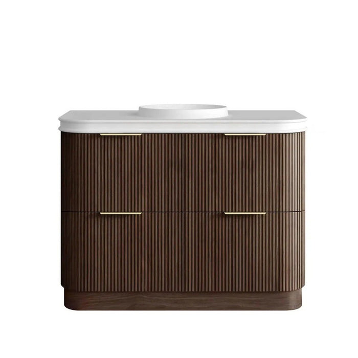 600-1800*490*830mm Otti Havana Sable Walnut Fluted Curve Freestanding Vanity