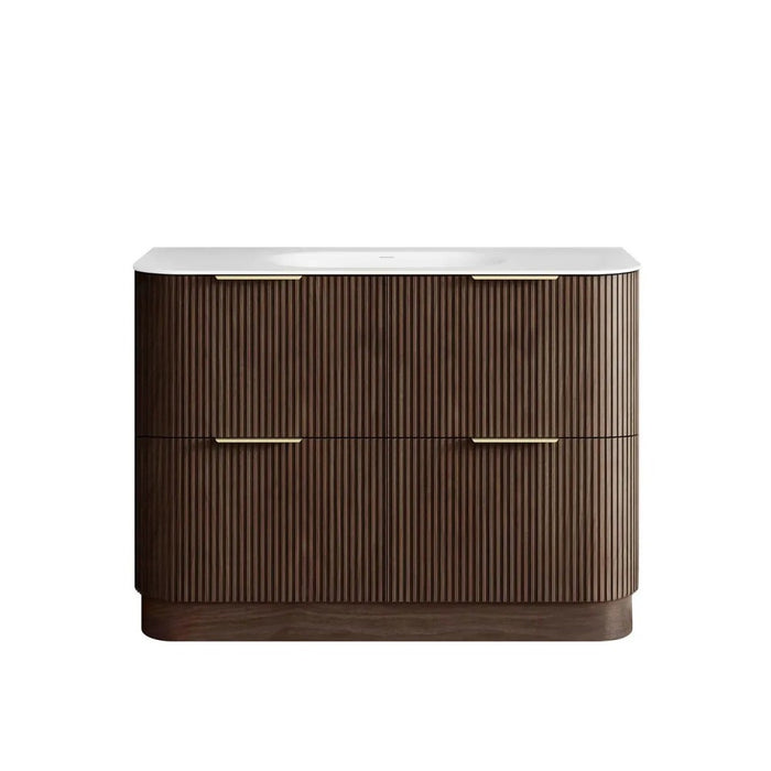 600-1800*490*830mm Otti Havana Sable Walnut Fluted Curve Freestanding Vanity