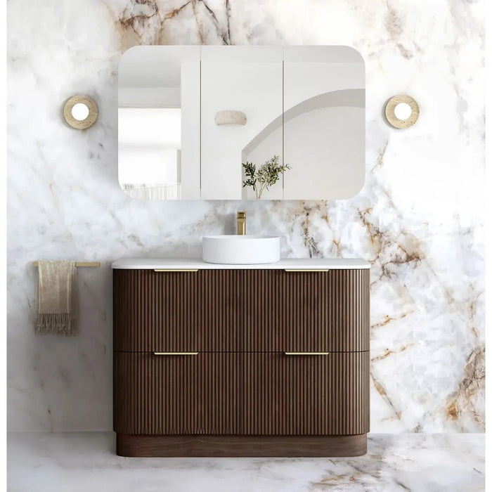 600-1800*490*830mm Otti Havana Sable Walnut Fluted Curve Freestanding Vanity