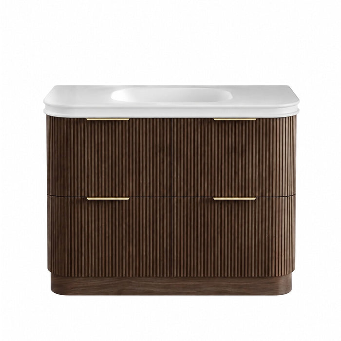 600-1800*490*830mm Otti Havana Sable Walnut Fluted Curve Freestanding Vanity