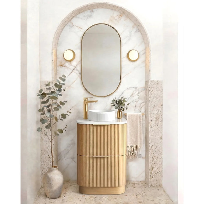 600-1800*490*830mm Otti Havana Woodland Oak Fluted Curve Freestanding Vanity