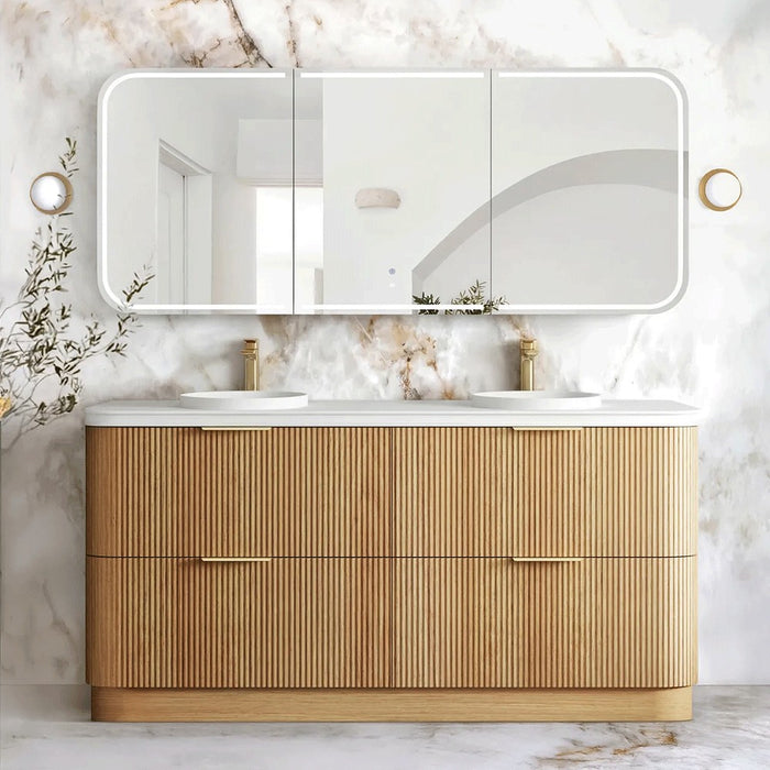 600-1800*490*830mm Otti Havana Woodland Oak Fluted Curve Freestanding Vanity