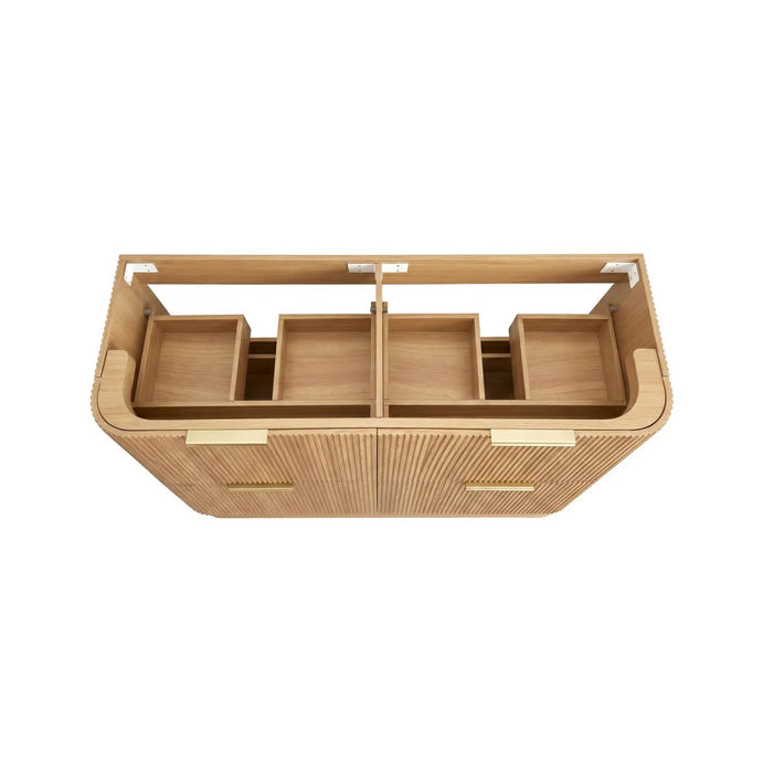 600-1800*490*830mm Otti Havana Woodland Oak Fluted Curve Freestanding Vanity